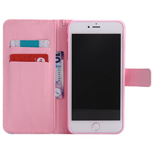 Feeltech iPhone 7 Plus Hülle PU-Leder und Brieftasche Bunte Muster Fall mit Magnetverschluss, Hybrid-Kickstand mit Stand-Funktion, schlagen Sie schützende weiche TPU Stoßstangenabdeckung und Kreditkartenhalter für iPhone 7 Plus Handgelenk Bügel-Buch-Art-Geldbeutel-Tasche mit 2 In 1 Berühren Sie Stift – Rosa Katze - 5