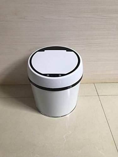 Tkopainsde Intelligent Induction Trash Can, Round Fashion, Ivory White Infrared Intelligent Garbage Can, 6L