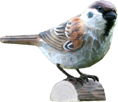 Wildlife Garden Dekovogel Holzvogel - Feldsperling - Handgeschnitzt