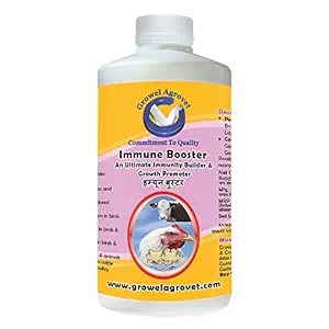 Growel Immune Booster - Immunity & Growth Supplements for Poultry,Goat, Birds,Cattle & Other Farm Animals (500 ml.), 1 Piece