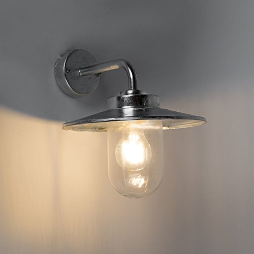 Preisvergleich Produktbild QAZQA Modern Außenleuchte / Wandleuchte fur Außen / Gartenlampe / Gartenleuchte Aachen Zink Wand / Außenbeleuchtung / Küche Glas / / Rund / Kugel / Kugelförmig / LED geeignet E27 Max. 1 x 60 Watt