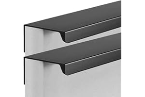 ZCRU004 Unsichtbare Griffe Aluminiumlegierung Verdeckter Schubladengriff Möbelgriffe Kabinett Griffe Schrankgriffe Fingerkantenzuggriff Schwarz 2 Stück (Overall length 800mm)