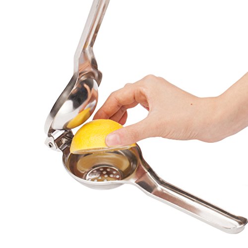Zitronenpresse – Edelstahl rostfrei + spülmaschinenfest inkl. IngwerReibe / ZitronenReibe und Stoffbeutel - 2