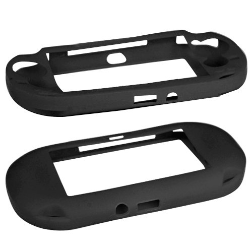 fürAccessotech Schwarz Weich Silicone Skin Protektoren Cover Case Hülle Sony PS Vita Konsole - 3