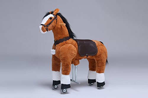 UFREE HORSE 36“ Medium fahrendes Schaukelpferd, Kuscheltier, Pony auf Rollen, Geburtstagsgeschenk für Kinder 3-9 - 2