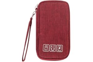 FYY Organizer elettronico,organizer elettronico tascabile,piccola custodia da viaggio organizer per cavi, accessori elettronici all-in-one custodie per cavi, dischi rigidi portatili,VINO ROSSO