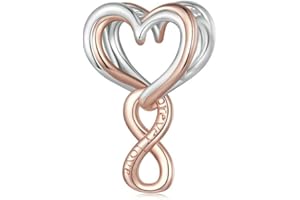 SHIYU Zawieszka charms ze srebra wysokiej próby 925, znak nieskończoności, do bransoletek Pandora, z koralikami w kształcie serca, prezent dla kobiet i dziewcząt., Cyrkonia , Cyrkonia sześcienna