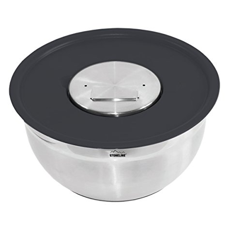 STONELINE 18211 Multifunktionsschüssel mit 3 Reiben zum Hobeln, Schneiden und Raspeln, inklusive Deckel, edelstahl optik / schwarz, 26.4 x 26.4 x 14.9 cm - 3