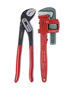 ACHRO 902 (W) Plumbing Tool Kit (Pack Of 2 Special Tool Kit) Contains 10 Inch Heavy Duty Pipe Wrench and 10 Inch Water Pump Plier