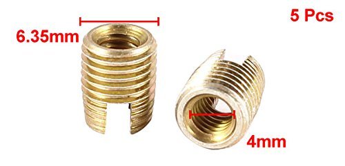 5 Stück Messing Ton 8mm x 6,35 mm x 4 mm Selbstschneidende Gewindeeinsätze - 3