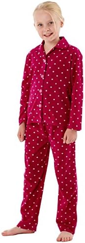 MIRANDA Spot Print Girls Revere Collar Warm Fleece Pyjama Fuschia.