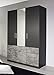 Produktbild Kleiderschrank grau-metallic 3 Türen B 136 cm Schrank Drehtürenschrank Wäscheschrank Spiegelschrank Kinderzimmer Jugendzimmer Schlafzimmer