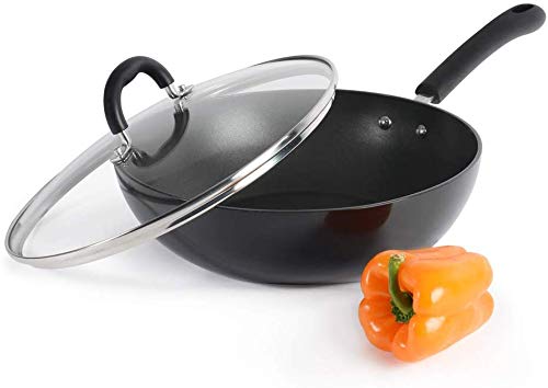 ProCook Gourmet Non Stick - Wok Pour Induction Revêtement Antiadhésif Sans PFOA avec couvercle 28 cm