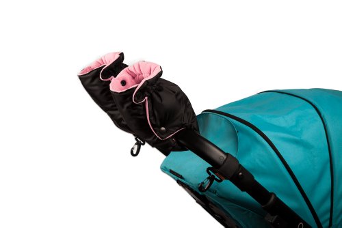 Baby Pushchair/Pram/Stroller Hand Warmer Mitts / Gloves - Black / Baby Pink