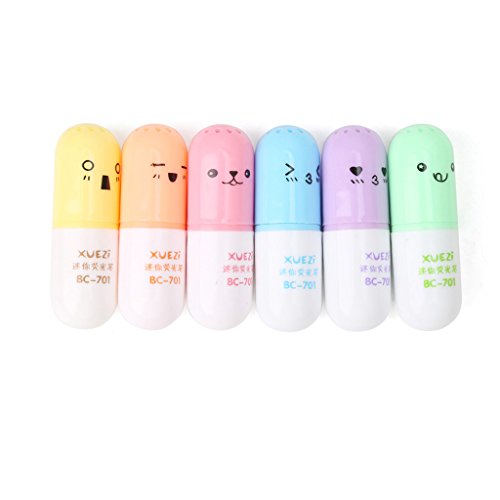Tandou 6pcs Kawaii Marcador Fluorescente Subrayadores Rotuladores para Niños (3#)