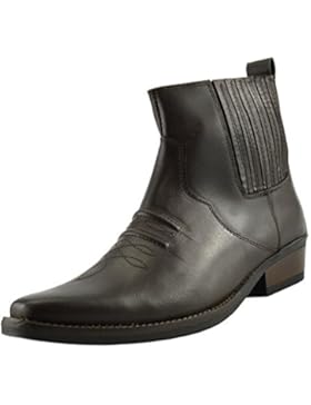 Herren Leder Cowboy-Pull-Western kubanische Ferse Smart Knöchel Stiefel EU40-47