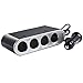 Produktbild Clover Star Portable Vierwege Dc Zigarettenanzünder Ladegerät Adapter Socket Splitter Mit Usb Anschluss (Led Licht, Schwarz)