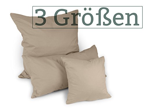 Renforcé-Kissenbezüge im Doppelpack – 100% Baumwolle – schlicht und edel im Design, in 8 Uni-Farben, 40 x 80 cm, cappuccino - 9