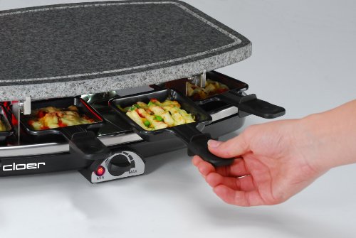 Cloer 6430 Raclettegrill mit Naturstein / 1200 W / 8 Pfännchen antihaftbeschichtet mit wärmeisolierten Griffen - 3
