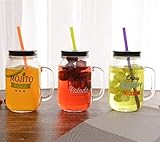 EleWa Mocktail Mason Jar with Lid and with straw - 500 ml /new year Gift/gift /gift for friend/new year gift/birthday gift/Christmas gift idea/jars for drinks/jars for your home/kitchen jar Glass Mug - Pack of 1 (500ml)