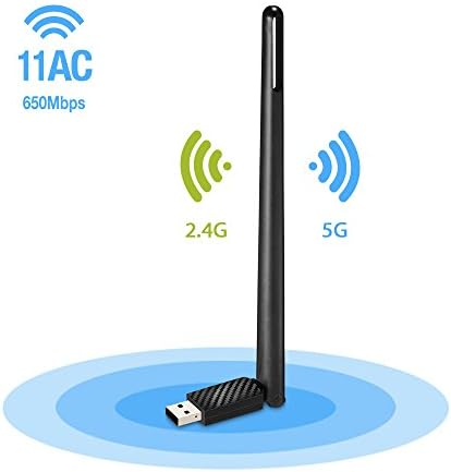 TOTOLINKAC650 Wireless MU-MIMO WiFi USB Adapter, Dual Band 2.4GHz/5GHz, 433Mbps/200Mbps (A650UA)