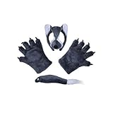 One size fits most Wolf Animal Set with Mask, Tail & Paws (disfraz)