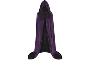 HAPNBCELE Purple Hooded Cloak Men Women Satin Cape Witch Vampire Costume for Medieval Renaissance Halloween Cosplay Costume