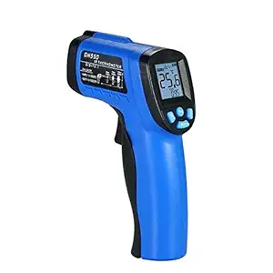 Homely -50~550C Digital Temperature Tester Pyrometer Centigrade Fahrenheit Adjustable Emissivity Non-contact IR Infrared Thermometer (Blue)