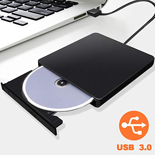 Grabadora CD/DVD Externa USB 3.0 Portátil, ALISTAR Lector Externo de CD/DVD Ultra Silm con Capacidad de Corrección de Errores, Unidad Externa Óptica CD DVD RW para Windows XP/Win 7/8/10/Mac OS