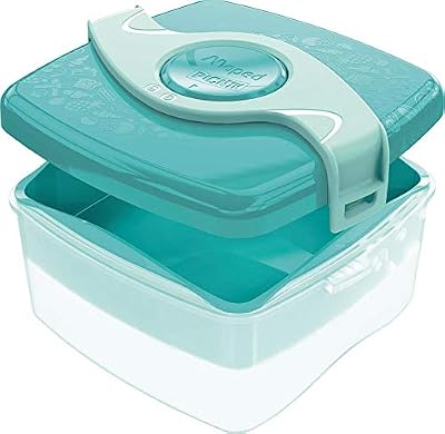 Maped Picnik Origins - Boîte à Déjeuner Repas Enfants Ouverture Facile - 2 Compartiments dont 1 Amovible - en Plastique Sans BPA ni Phtalates - Turquoise - 1,4L
