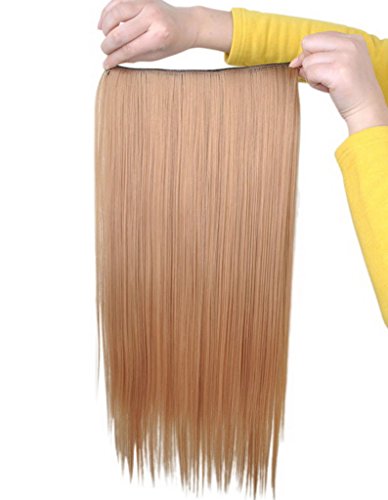 Bigood Women Girl Long Straight Hair Piece Gold Wig Clip Hair Extensions 60cm