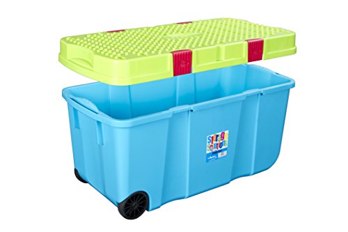 Wham 11883 Clipbox „Tough Cart“, 100 L, 80 x 40 x 40 cm, 2 Räder, blueberry-grün - 3