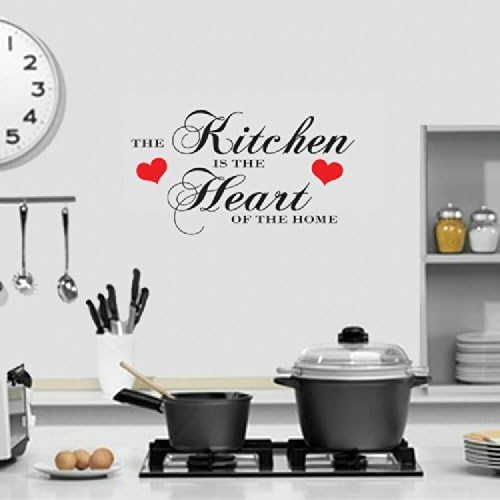 Newsee DecalsLARGE THE KITCHEN IS THE HEART OF THE HOME QUOTE WALL ART DECAL STICKER Black and Red Heart