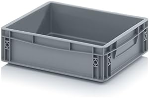 AUER PACKAGING Auer Conteneur Euro 40 x 30 x 12 Eurobox caisse en plastique 40x30x12 conteneur de stockage gris empilable