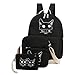 Produktbild VENMO 3 Sätze Frauen Mädchen Katze Tiere Reise Rucksack Schulbeutel Schultertasche Handtasche (Black)