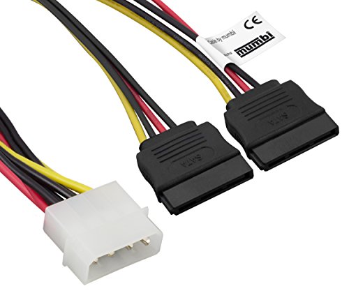 mumbi Stromkabel Y Stecker 4-polig auf 2-fach S-ATA - Y SATA Power Kabel - 1x 4pin an 2x 15pin - Länge: ca. 15cm