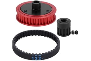 VGEBY RC Belt Gears, 5mm Belt Drive Transmission Gears System RC Belt Gear+Gearbox+Belt+Screw Set Fit for Axial SCX I/II VS4‑10(Red) Car Model Accessory Model Toy