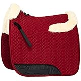 Engel Reitsport Lammfell Schabracke Stoff bordeaux rot Fell med. (Schabra 4) mit Fellkranz vorne und hinten
