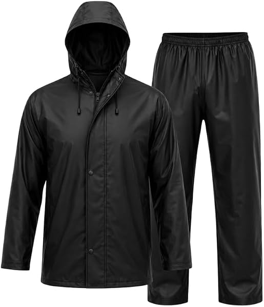 Krystle Waterproof Rain Suit for Men & Women | Hooded PVC Coated Jacket & Pant Set | Windproof Leak-Resistant Rainwear for Bike Riding, Travel, Camping & Outdoo