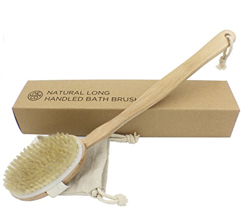 Natural Body brush long-handled wooden with detachable Head, natural Bristles