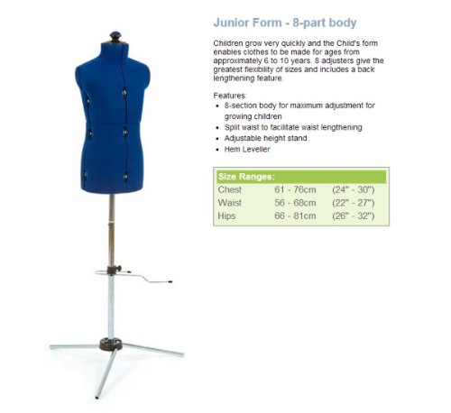 Junior Supafit 8 Part Adjustable Dressmaking Mannequin Tailor Dummy Hem Leveller