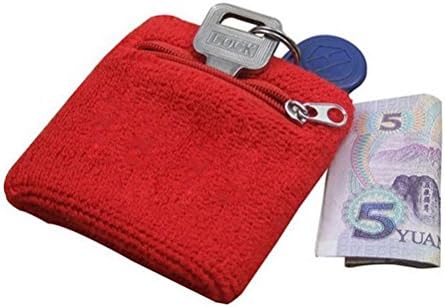 chiccharming 1 Piece Sports Elastic Wristband Wrist Wallet with Zipper for Running Cycling Tennis,Red
