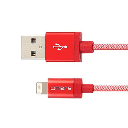 [Apple MFi Zertifiziert] OMARS 1m Lightning USB Kabel Dauerhaft umflochtenes Nylon mit Aluminum Anschluss für iPhone iPad und iPod [iOS9 Kompatibel]
