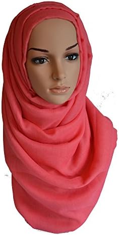 Plain Maxi Hijab Large Oversized Maxi Scarf Soft Viscose Shawl Sarong (Coral)