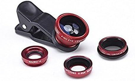 LIEQI LQ-008 4in1 Universal Clip Lens 0.65X wide angle +CPL polarizer + fisheye lens+macro for smart phone (Red)