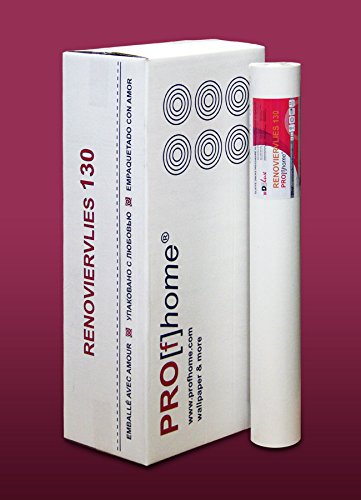 Profhome Renoviervlies 130 g Malervlies glattes Vlies rissüberbrückende Vliestapete weiß | 112,50 qm 1 Kart. 6 Rollen