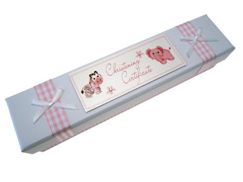 White Cotton Cards Christening Certificate Holder (Pink)