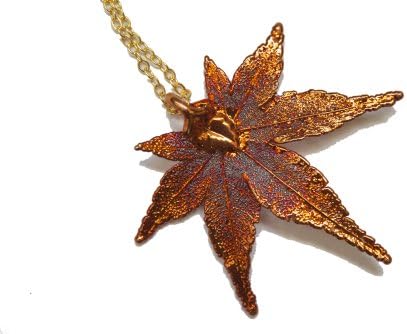 Real Leaf Necklace - Japanese Maple Leaf in Iridescent Copper.