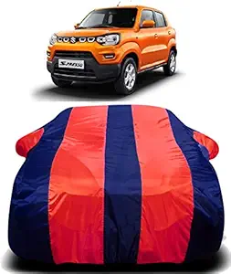 DRIZE Finest New Maruti Suzuki S-Presso Waterproof with Triple Stitched Fully Elastic Ultra Surface Body Protection Car Cover (Red Stripes)