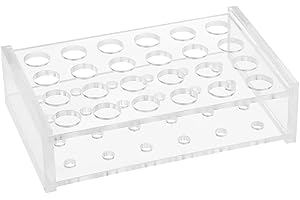 OLYCRAFT 24 Sockets Acrylic Clear Test Tube Rack Transparent Acrylic Test Holder Rack Centrifuge Tube Holder Labortory Display Stands for 1.5ml 2ml Test Tubes Chemistry Laboratory - Hole: 11mm 5mm
